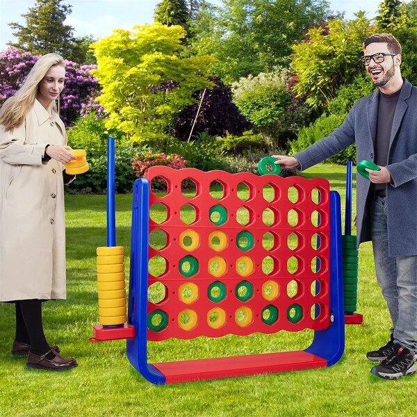 Jumbo 4-to-Score Game Set, Giant Connect 4 with 42 Rings, Red +